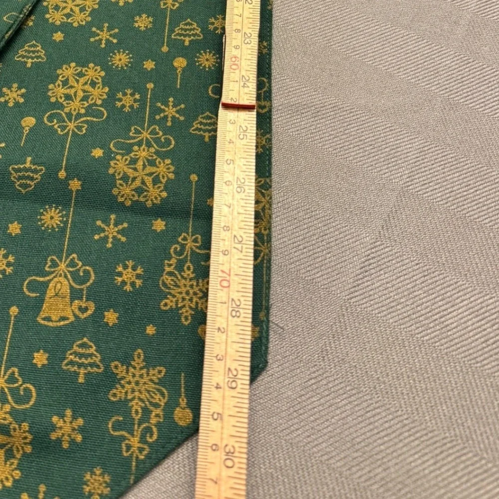 Green and Gold Christmas Table Runner Snowflake Bell Tree Holiday Decor 9x60